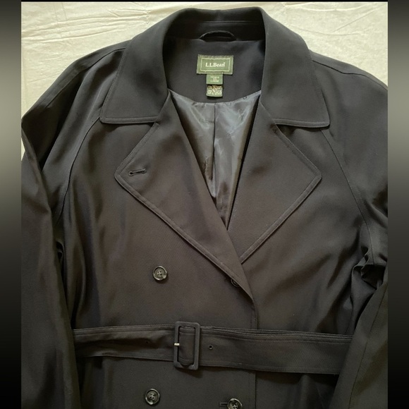 L.L. Bean Black Trench Coat L vintage - Picture 4 of 6